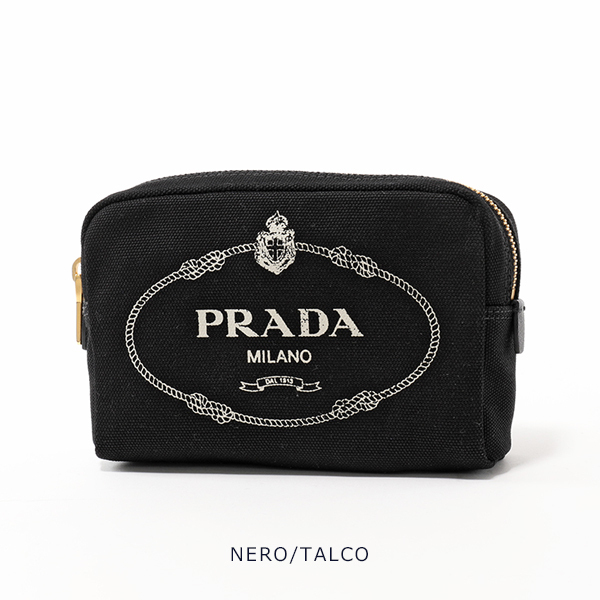 2019新作 プラダスーパーコピー PRADA 1NA021 20L CANAPA LOGO コスメ ポーチ 化粧ポーチ F0N12/NERO+TALCO ブラック